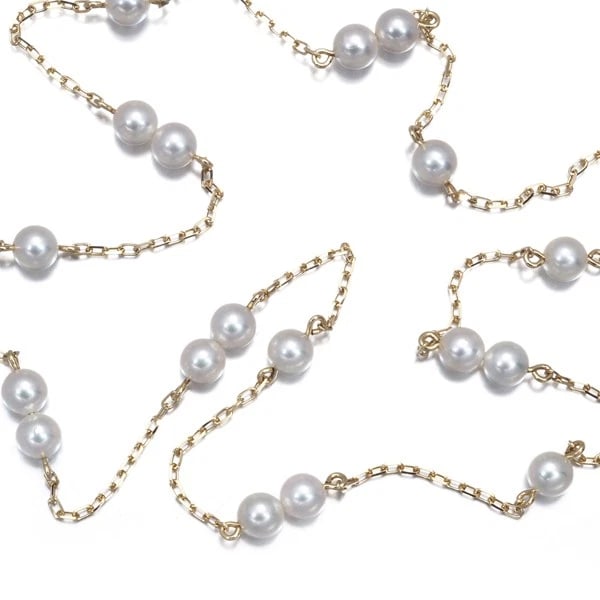 MIKIMOTO AKOYA PEARL STATION NECKLACE 18K 750 YELLOW GOLD: Mikimoto Akoya Pearl Station Necklace 18K 750 Yellow Gold Brand: MIKIMOTO Type/Style: Necklace Material: 18K 750 Yellow Gold Main Stone Cultured Color: Yellow Gold Size: Necklace length: 40cm Acces