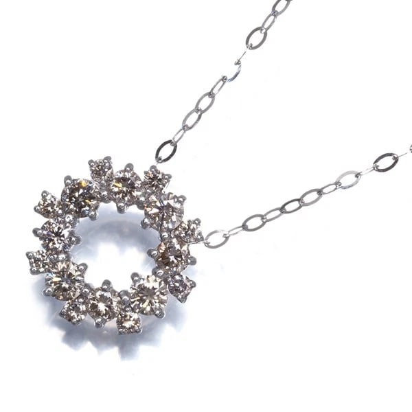 BROWN DIAMOND CIRCLE WREATH NECKLACE 18K 750 WHITE GOLD: Brown Diamond Circle Wreath Necklace 18K 750 White Gold Brand: Unbranded Type/Style: Necklace Material: 18K 750 White Gold Main Stone Natural Color: White Gold Size: Necklace length: 45cmAdjUS table t