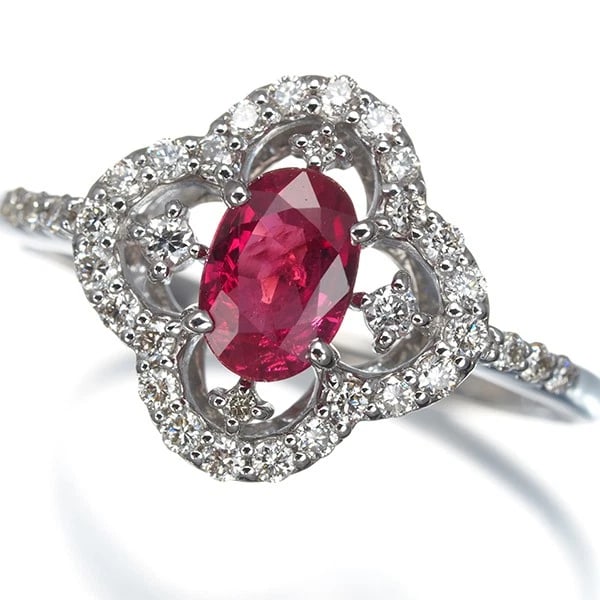 RUBY DIAMOND FLOWER RING 900 PLATINUM: Ruby Diamond Flower Ring 900 Platinum Brand: Unbranded Type/Style: Ring Material: 900 Platinum Main Stone Natural Color: Platinum Size: US 6-6.25 Accessories: None Accessories Notice: When