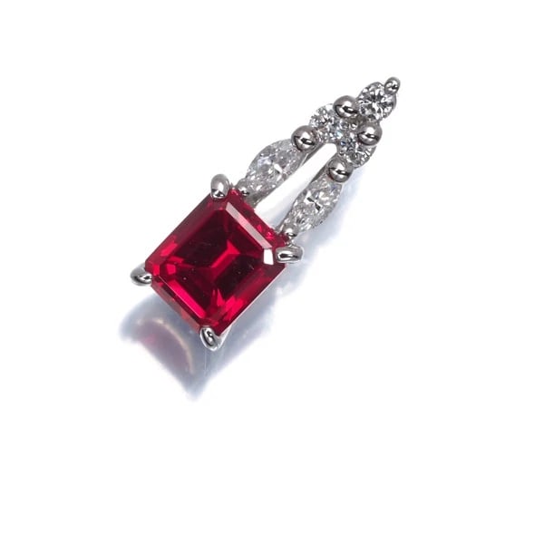 CRESCENT VERT LAB-CREATED RUBY DIAMOND PENDANT 950 PLATINUM: CRESCENT VERT Lab-created Ruby Diamond Pendant 950 Platinum Brand: CRESCENT VERT Type/Style: Pendant Material: 950 Platinum Color: Platinum Size: Design size: 15.5 x 5.6mmBail inner diameter: 5.7 x 1.