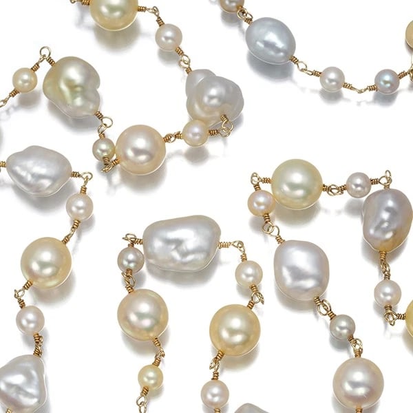 NATURAL KESHI GOLDEN SOUTH SEA PEARL NECKLACE 14K 585 YELLOW GOLD (1 of 2)