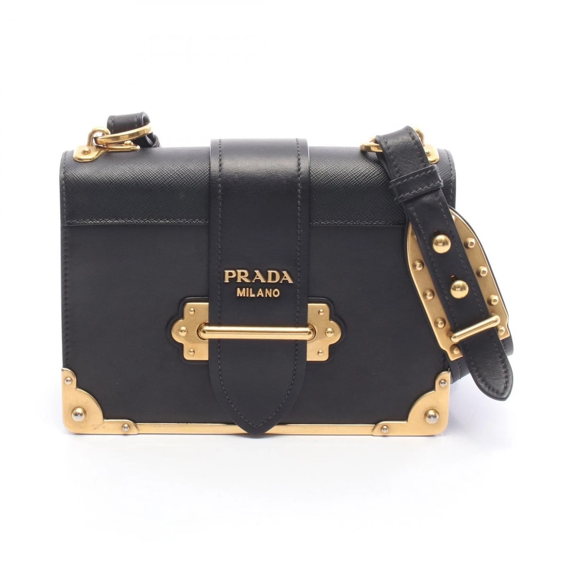 PRADA CAHIER SHOULDER CROSSBODY BAG: PRADA Cahier Shoulder Crossbody Bag Brand: PRADA Type/Style: Shoulder Bag Material: Exterior Material leather and Saffiano leather Color: Exterior Color Black?ish colors Size: H:15cm x W:20cm x D:4/4c