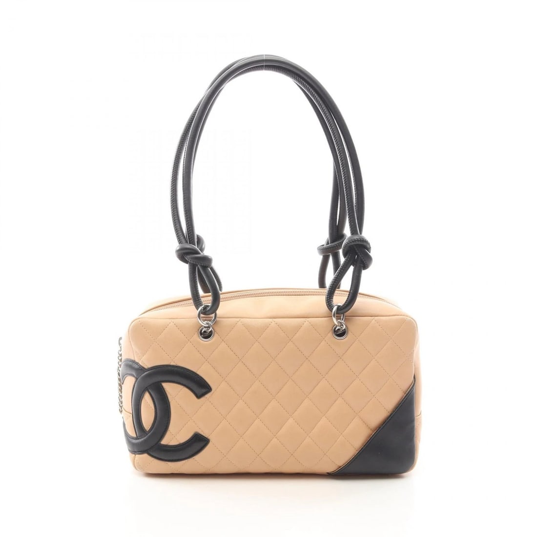 CHANEL CAMBON LINE BOWLING SHOULDER BAG: CHANEL Cambon line bowling Shoulder Bag Brand: CHANEL Type/Style: Shoulder Bag Material: Exterior Material leather Color: Exterior Color Beige?ish colors and Black?ish colors Size: H:16cm x W:27.5cm