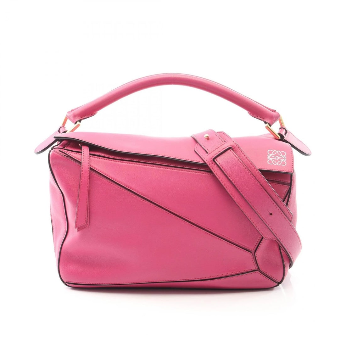 LOEWE PUZZLE MEDIUM SHOULDER CROSSBODY HANDBAG: LOEWE Puzzle Medium Shoulder Crossbody Handbag Brand: LOEWE Type/Style: Handbag Material: Exterior Material leather Color: Exterior Color Pink?ish colors Size: H:19cm x W:29cm x D:12cm (H:7.5" x W:11.