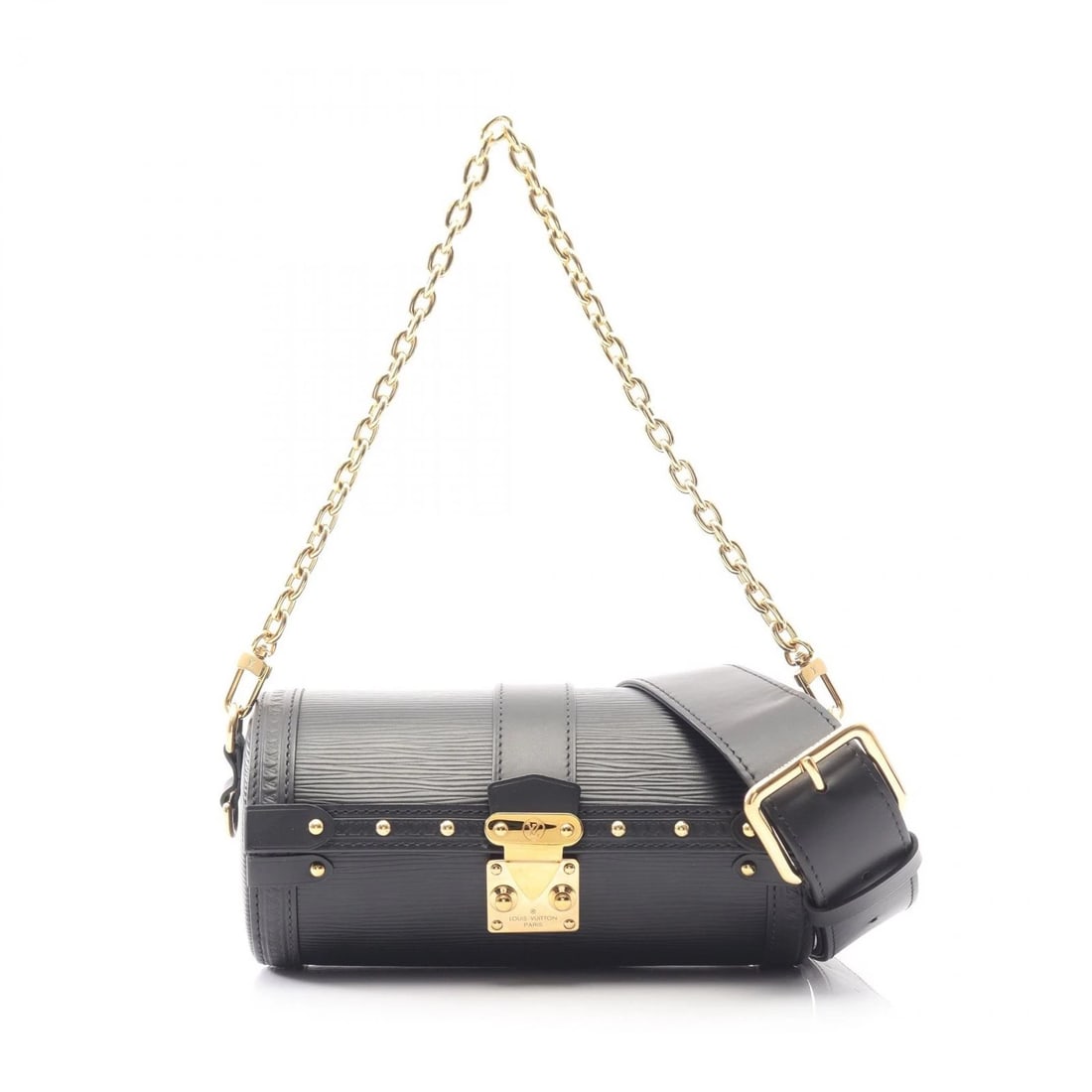 LOUIS VUITTON PAPILLON TRUNK CHAIN CROSSBODY SHOULDER HANDBAG: LOUIS VUITTON papillon trunk chain crossbody shoulder Handbag Brand: LOUIS VUITTON Type/Style: Handbag Material: Exterior Material Epi and leather Color: Exterior Color Black / Black?ish colors Size: 