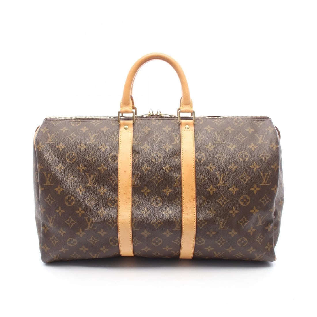 LOUIS VUITTON KEEPALL 45 HAND TRAVEL BAG: LOUIS VUITTON Keepall 45 hand travel bag Brand: LOUIS VUITTON Type/Style: Boston bag Material: Exterior Material Monogram and PVC coated canvas and leather Color: Exterior Color Brown?ish colors Size:
