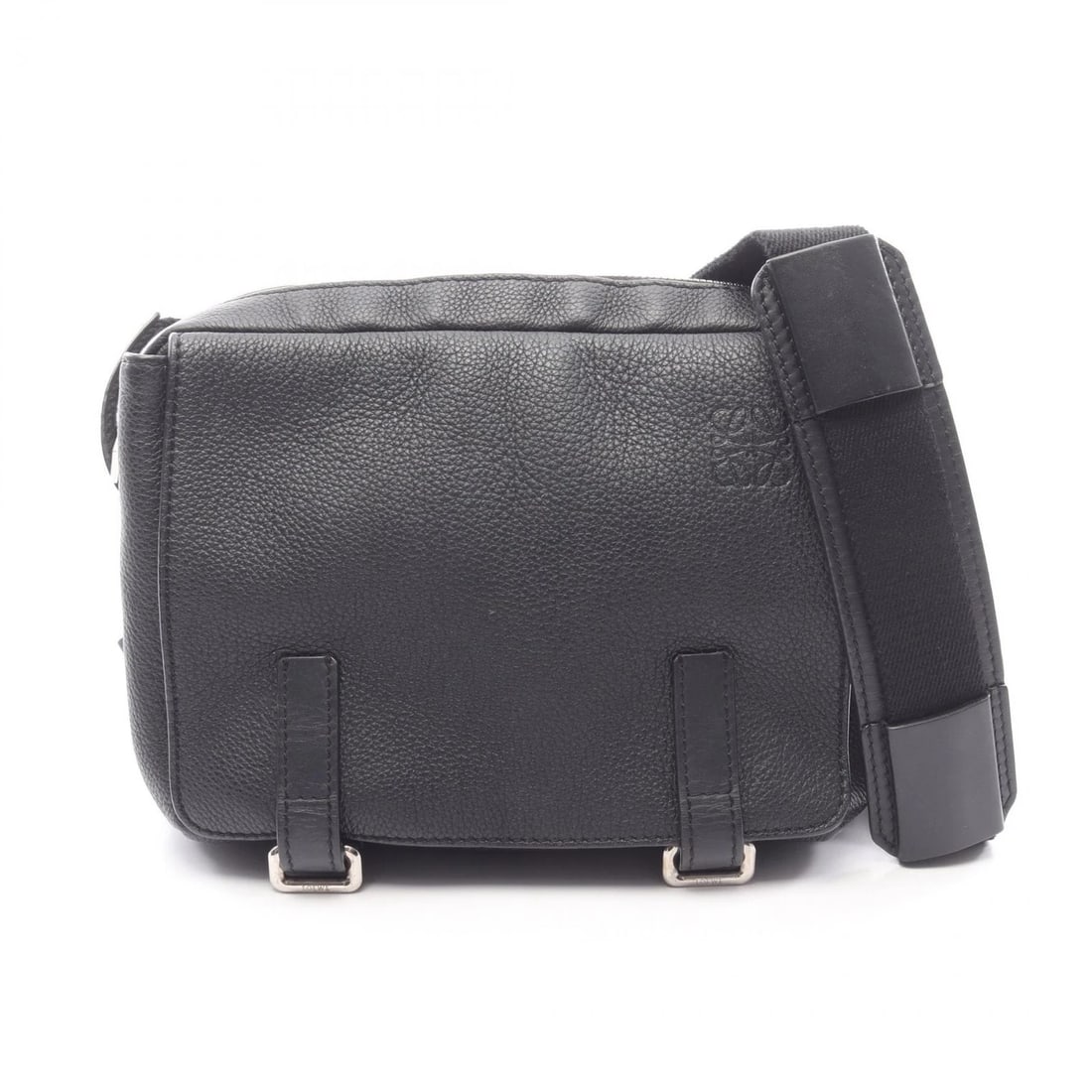 LOEWE MILITARY MESSENGER CROSSBODY SHOULDER BAG: LOEWE Military Messenger Crossbody Shoulder Bag Brand: LOEWE Type/Style: Shoulder Bag Material: Exterior Material leather Color: Exterior Color Black?ish colors Size: H:17cm x W:23cm x D:4/5cm (H:6.7"