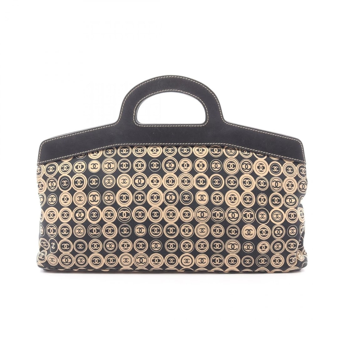 CHANEL HANDBAG LEATHER COTTON JERSEY BLACK BEIGE: CHANEL Handbag leather Cotton jersey Black Beige Brand: CHANEL Type/Style: Handbag Material: Exterior Material leather and Cotton jersey Color: Exterior Color Black?ish colors and Beige?ish colors Siz