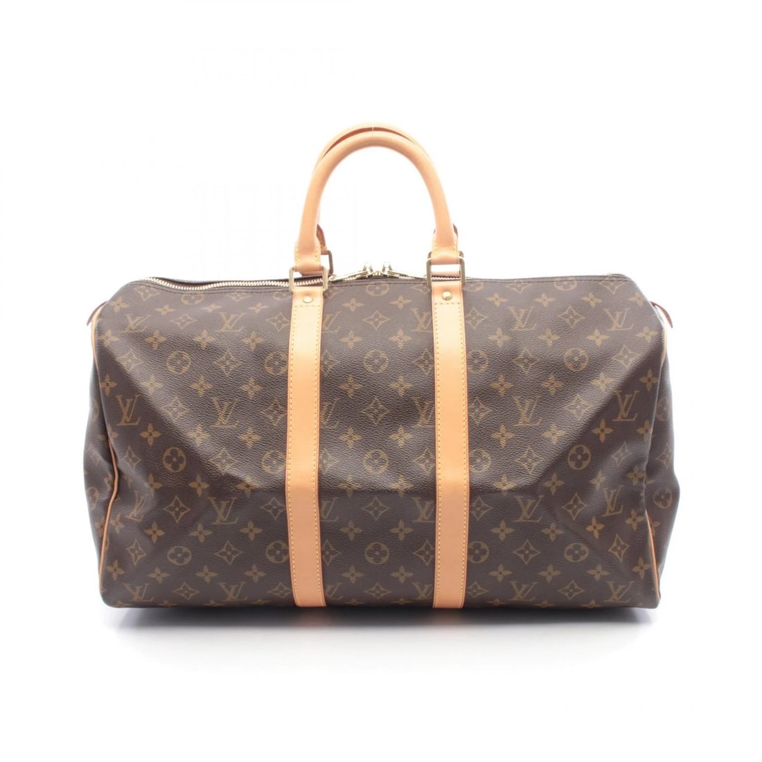 LOUIS VUITTON KEEPALL 45 TRAVEL DUFFEL BAG: LOUIS VUITTON Keepall 45 Travel Duffel Bag Brand: LOUIS VUITTON Type/Style: Boston bag Material: Exterior Material Monogram and PVC coated canvas and leather Color: Exterior Color Brown?ish colors Siz