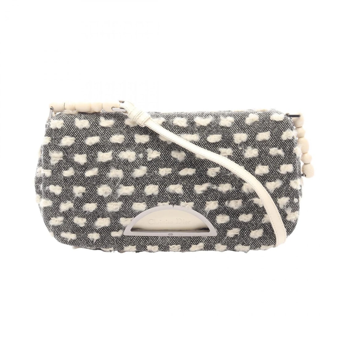 DIOR MARIS PEARL CROSSBODY SHOULDER BAG WOOL LEATHER: Dior Maris Pearl Crossbody Shoulder Bag wool leather Brand: Dior Type/Style: Shoulder Bag Material: Exterior Material wool and leather Color: Exterior Color White?ish colors and Black?ish colors Size: