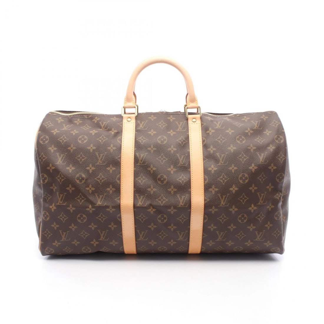 LOUIS VUITTON KEEPALL 50 DUFFEL TRAVEL BAG: LOUIS VUITTON Keepall 50 Duffel Travel Bag Brand: LOUIS VUITTON Type/Style: Boston bag Material: Exterior Material Monogram and PVC coated canvas and leather Color: Exterior Color Brown?ish colors Siz