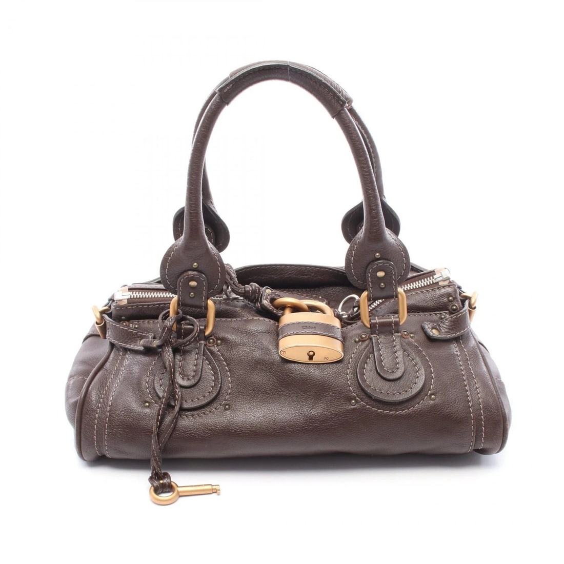CHLOE PADDINGTON SHOULDER HANDBAG LEATHER BROWN: Chloe Paddington shoulder Handbag leather Brown Brand: Chloe Type/Style: Handbag Material: Exterior Material leather Color: Exterior Color Brown?ish colors Size: H:20cm x W:35cm x D:19cm (H:7.9" x W:1