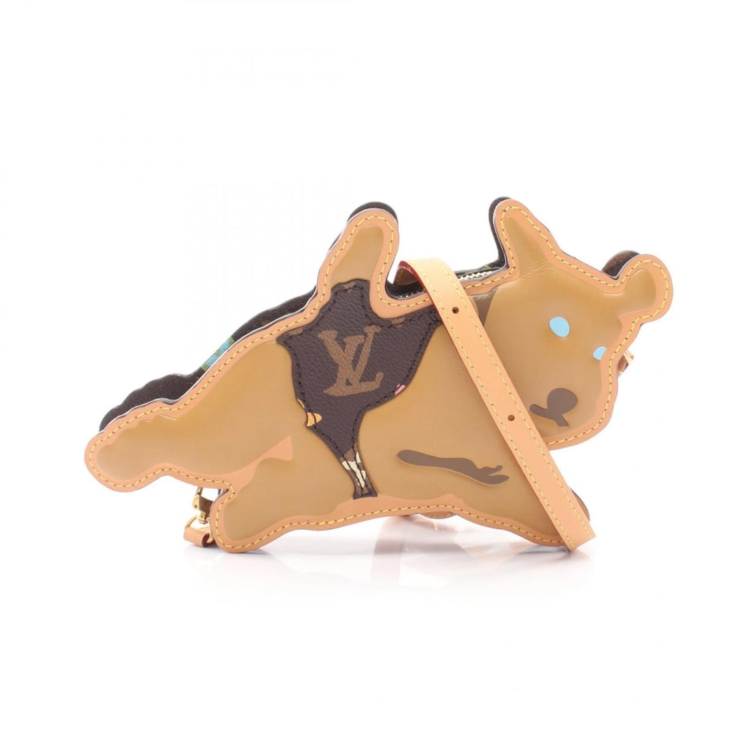 LOUIS VUITTON DOG-ON-STRAP SHOULDER CROSSBODY BAG: LOUIS VUITTON Dog-on-strap Shoulder crossbody Bag Brand: LOUIS VUITTON Type/Style: Shoulder Bag Material: Exterior Material PVC coated canvas and leather Color: Exterior Color Brown?ish colors Size: H