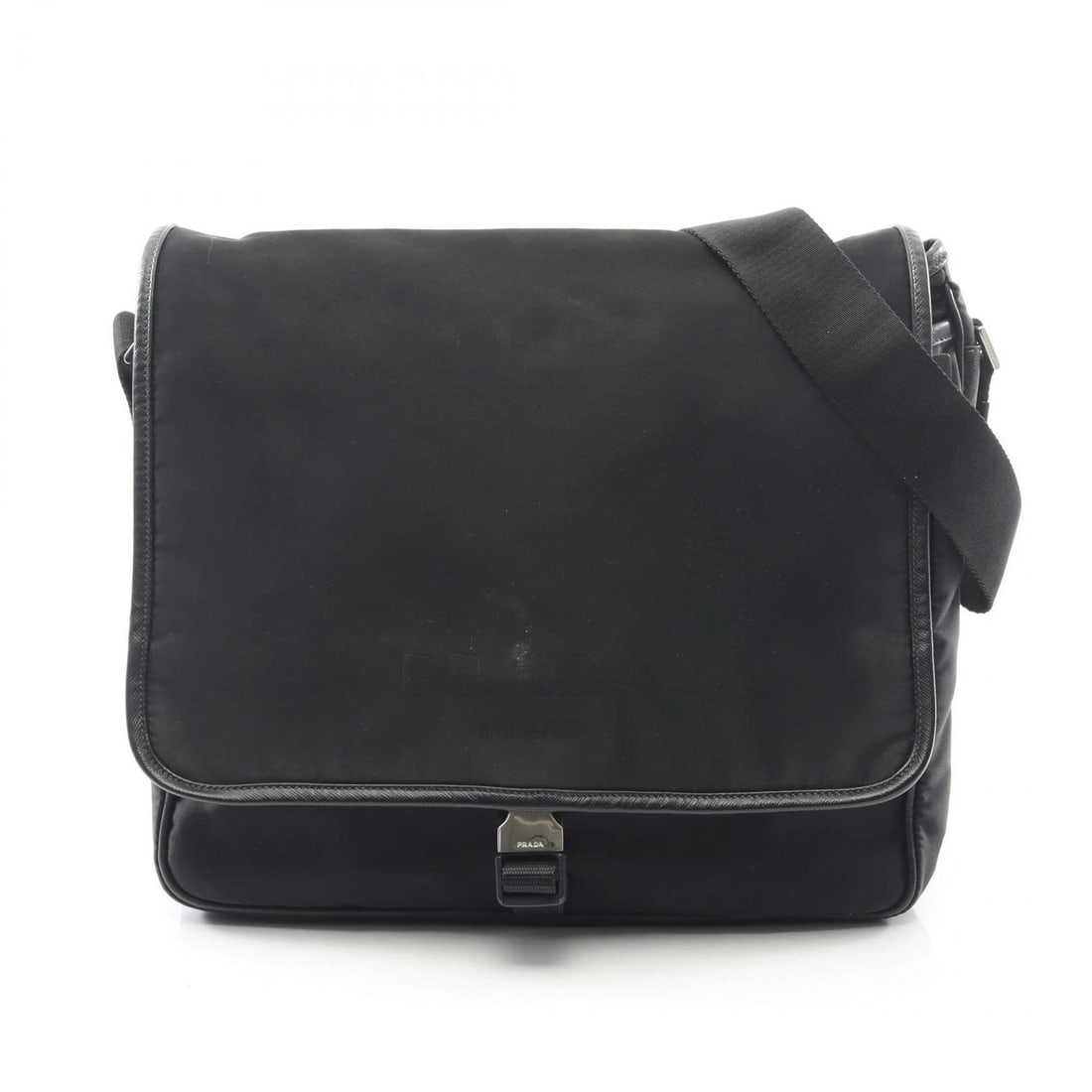 PRADA TESSUTO+SAFFIANO LOGO SHOULDER BAG: PRADA TESSUTO+SAFFIANO Logo Shoulder Bag Brand: PRADA Type/Style: Shoulder Bag Material: Exterior Material Nylon and Saffiano leather Color: Exterior Color Black?ish colors Size: H:28cm x W:31cm (H:11