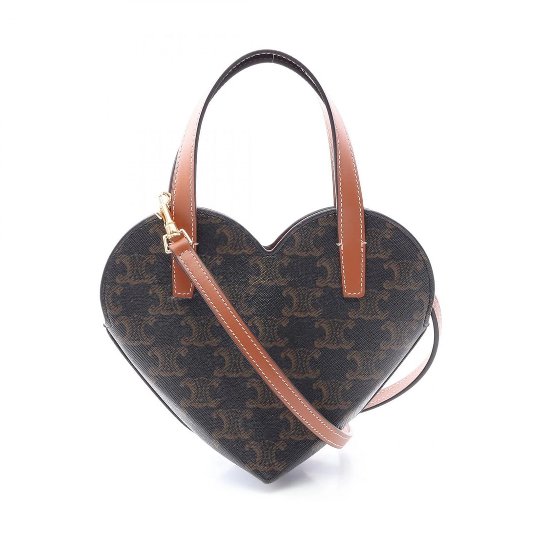 CELINE TEEN COEUR TRIOMPHE IHEART SHOULDER HANDBAG: CELINE TEEN COEUR Triomphe iHeart Shoulder Handbag Brand: CELINE Type/Style: Handbag Material: Exterior Material PVC coated canvas and leather Color: Exterior Color Black?ish colors and Brown?ish colo