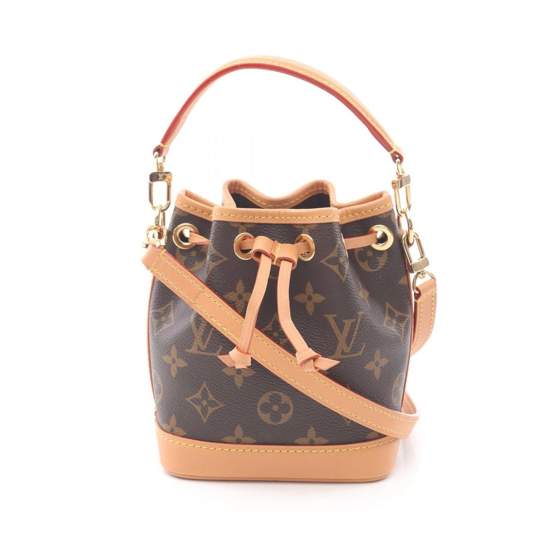 LOUIS VUITTON NANO NOE SHOULDER DRAWSTRING HANDBAG: LOUIS VUITTON Nano Noe Shoulder Drawstring Handbag Brand: LOUIS VUITTON Type/Style: Handbag Material: Exterior Material Monogram and PVC coated canvas and leather Color: Exterior Color Brown?ish color