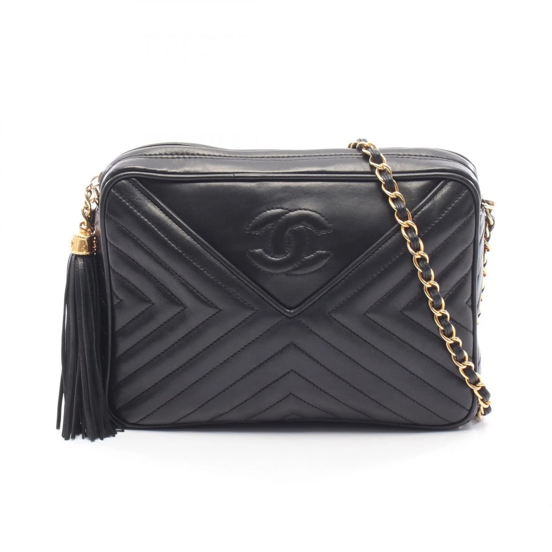 CHANEL V STITCH CHAIN SHOULDER BAG LAMB SHEEP LEATHER: CHANEL V stitch Chain Shoulder Bag Lamb sheep leather Brand: CHANEL Type/Style: Shoulder Bag Material: Exterior Material Lambskin (sheep leather) Color: Exterior Color Black?ish colors Size: H:16cm x 