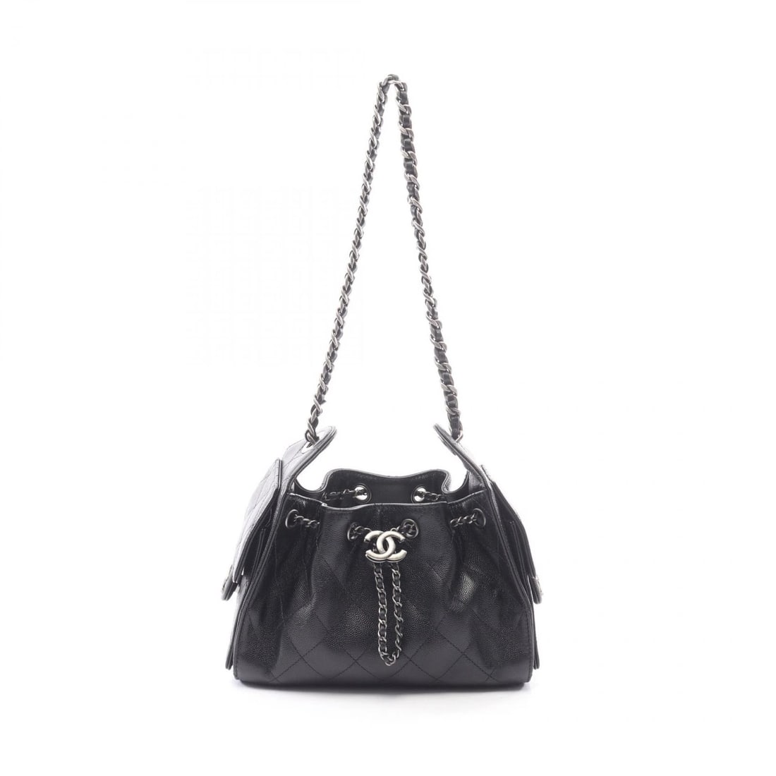 CHANEL 25 MINI CHAIN SHOULDER HANDBAG: CHANEL 25 Mini Chain Shoulder Handbag Brand: CHANEL Type/Style: Handbag Material: Exterior Material Grained Calfskin leather Color: Exterior Color Black?ish colors Size: H:15cm x W:23cm x D:10cm (H:5.