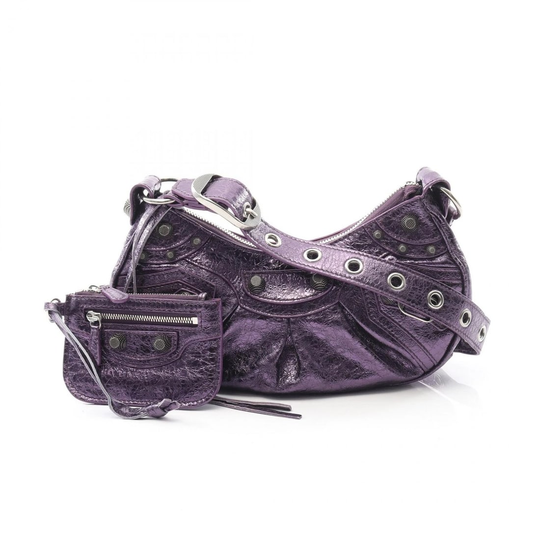 BALENCIAGA LE CAGOLE XS SHOULDER BAG: BALENCIAGA LE CAGOLE XS Shoulder Bag Brand: BALENCIAGA Type/Style: Shoulder Bag Material: Exterior Material leather Color: Exterior Color Purple?ish colors Size: H:12cm x W:23cm x D:4cm (H:4.7" x W:9.