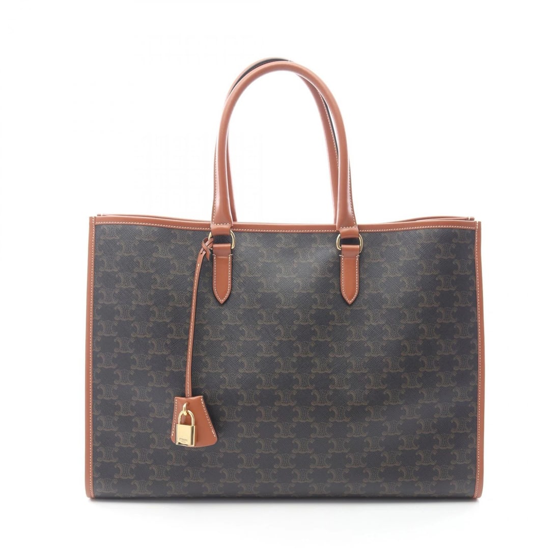 CELINE HORIZONTAL CABAS TRIOMPHE HAND BAG: CELINE Horizontal Cabas Triomphe hand Bag Brand: CELINE Type/Style: Tote Bag Material: Exterior Material PVC coated canvas and leather Color: Exterior Color Black?ish colors and Brown?ish colors Size: