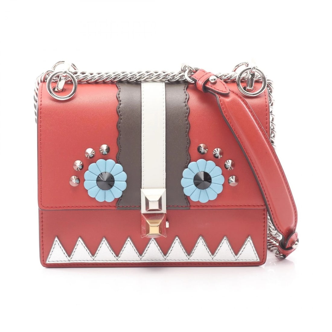 FENDI MINI KAN I CHAIN SHOULDER BAG LEATHER BORDEAUX: FENDI MINI KAN I chain Shoulder Bag leather Bordeaux Brand: FENDI Type/Style: Shoulder Bag Material: Exterior Material leather Color: Exterior Color Bordeaux?ish colors and Multicolor?ish colors Size: