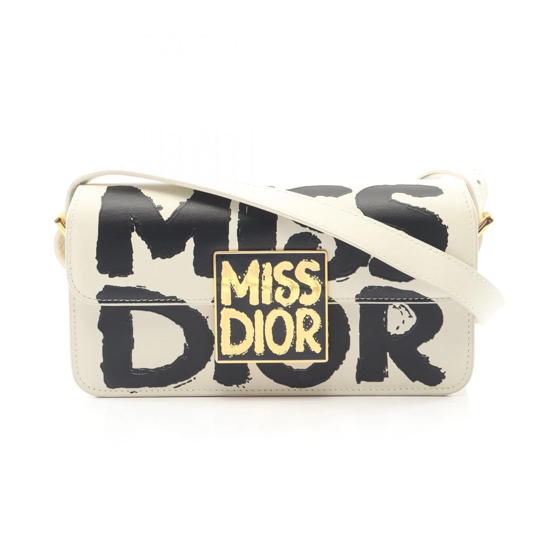 CHRISTIAN DIOR MISS SHOULDER HANDBAG LEATHER WHITE BLACK: Christian Dior MISS Shoulder Handbag leather White Black Brand: Dior Type/Style: Shoulder Bag Material: Exterior Material leather Color: Exterior Color White?ish colors and Black?ish colors Size: H:12
