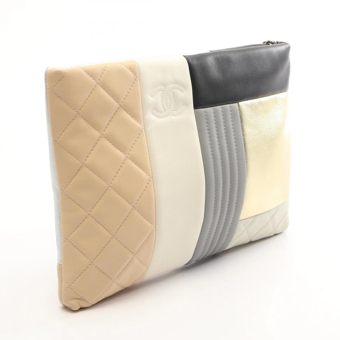 CHANEL COCO MARK PATCHWORK CLUTCH BAG POUCH - 2