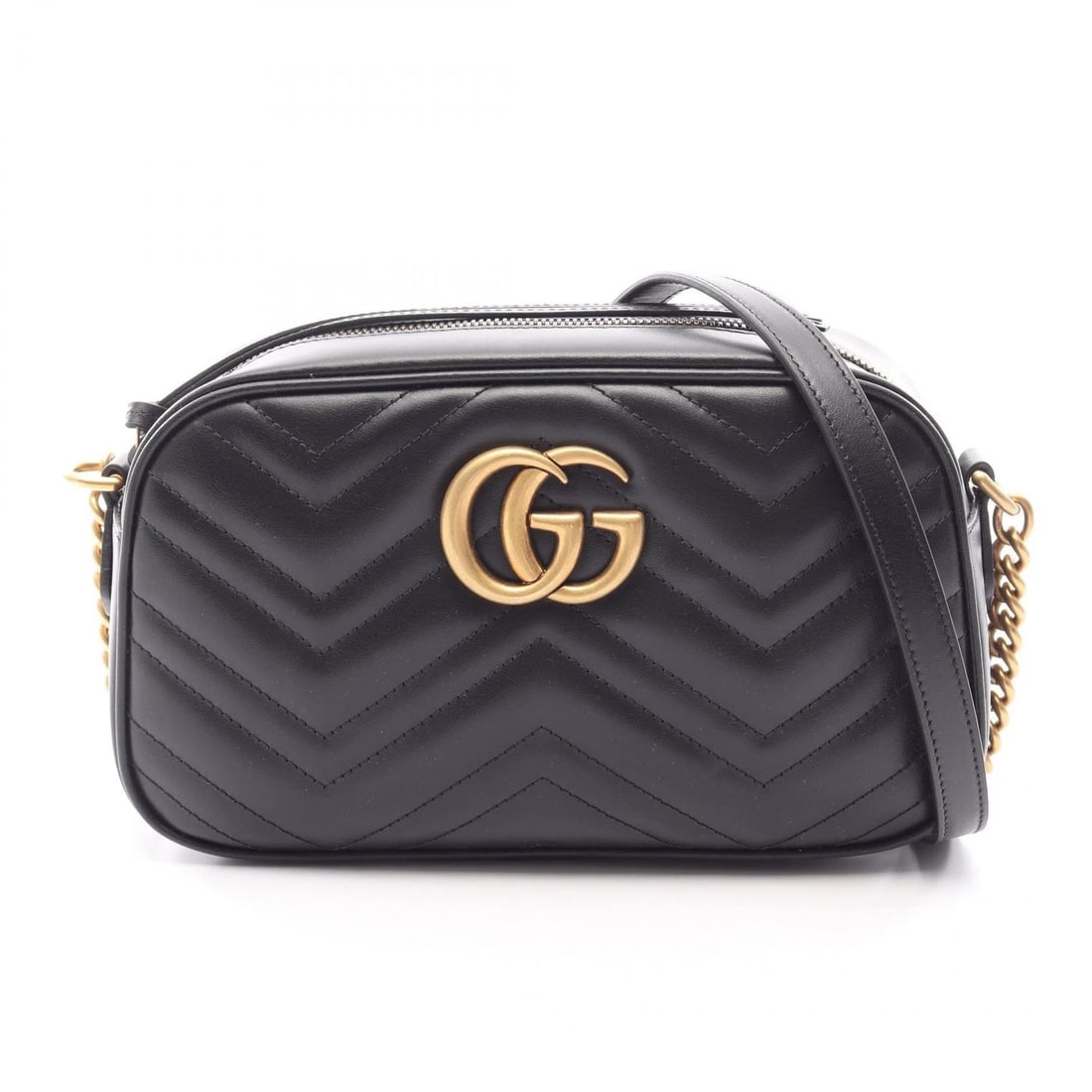 GUCCI GG MARMONT CHAIN SHOULDER BAG: GUCCI GG Marmont Chain Shoulder Bag Brand: GUCCI Type/Style: Shoulder Bag Material: Exterior Material leather Color: Exterior Color Black?ish colors Size: H:14cm x W:24cm x D:7cm (H:5.5" x W:9.4" x