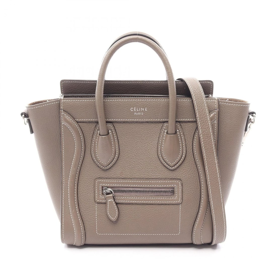 CELINE LUGGAGE NANO SHOPPER 2WAY SHOULDER HANDBAG: CELINE Luggage Nano Shopper 2WAY Shoulder Handbag Brand: CELINE Type/Style: Handbag Material: Exterior Material leather Color: Exterior Color Gray?ish colors Size: H:20cm x W:20cm x D:9cm (H:7.9" x W: