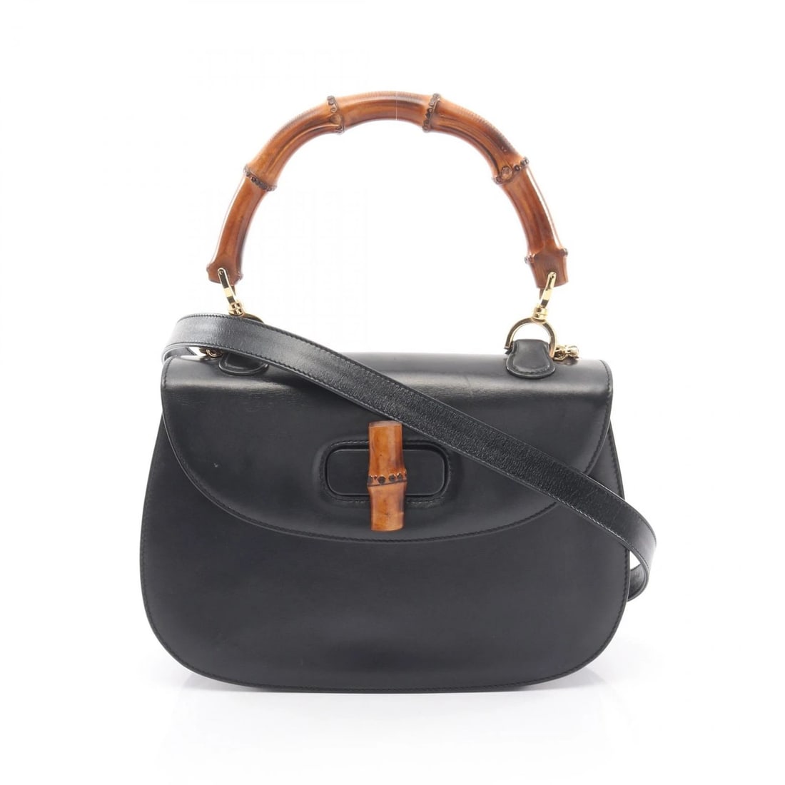 GUCCI BAMBOO SHOULDER CROSSBODY HANDBAG LEATHER BLACK: GUCCI Bamboo Shoulder Crossbody Handbag leather Black Brand: GUCCI Type/Style: Handbag Material: Exterior Material leather Color: Exterior Color Black?ish colors Size: H:18.5cm x W:26cm x D:6cm (H:7.3