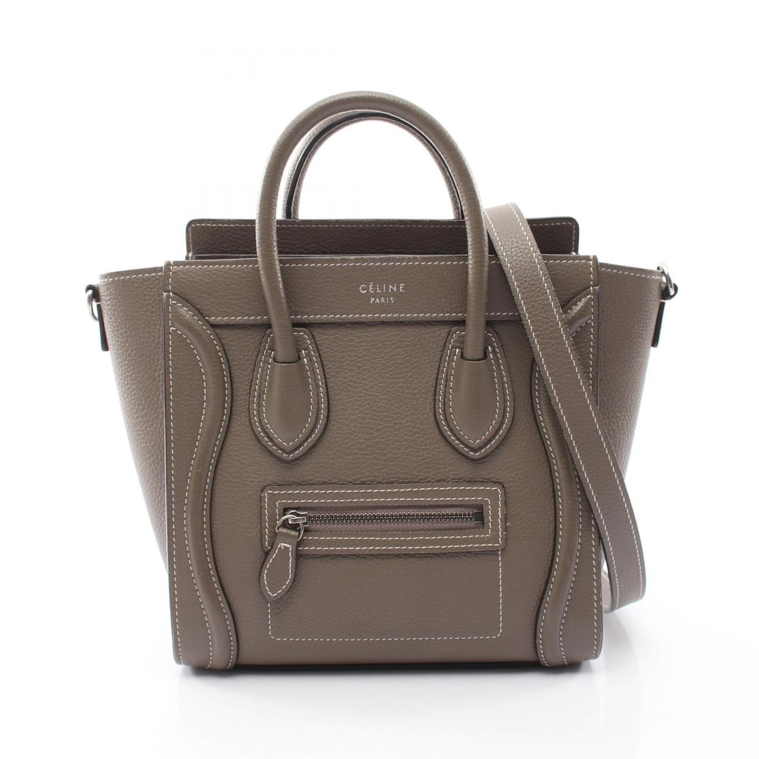 CELINE LUGGAGE NANO SHOPPER SHOULDER CROSSBODY HANDBAG: CELINE Luggage Nano Shopper Shoulder crossbody Handbag Brand: CELINE Type/Style: Handbag Material: Exterior Material leather Color: Exterior Color Gray?ish colors Size: H:20cm x W:20cm x D:9cm (H:7.9"