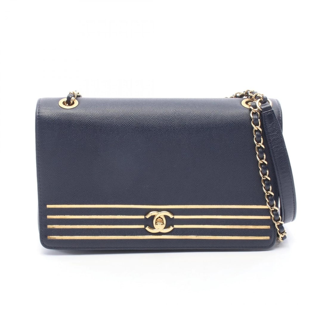 CHANEL COCO MARK CHAIN SHOULDER HANDBAG: CHANEL COCO Mark Chain Shoulder Handbag Brand: CHANEL Type/Style: Shoulder Bag Material: Exterior Material Grained Calfskin leather Color: Exterior Color Navy?ish colors Size: H:15.5cm x W:24cm x D:5.