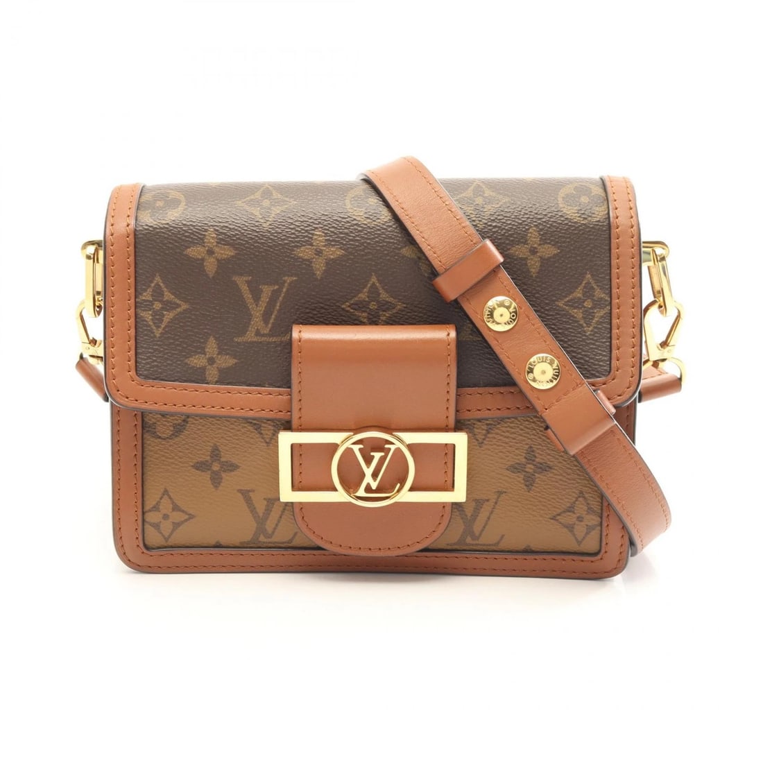 LOUIS VUITTON DAUPHINE SHOULDER CROSSBODY BAG: LOUIS VUITTON Dauphine Shoulder Crossbody Bag Brand: LOUIS VUITTON Type/Style: Shoulder Bag Material: Exterior Material Monogram Reverse and PVC coated canvas and leather Color: Exterior Color Beige /