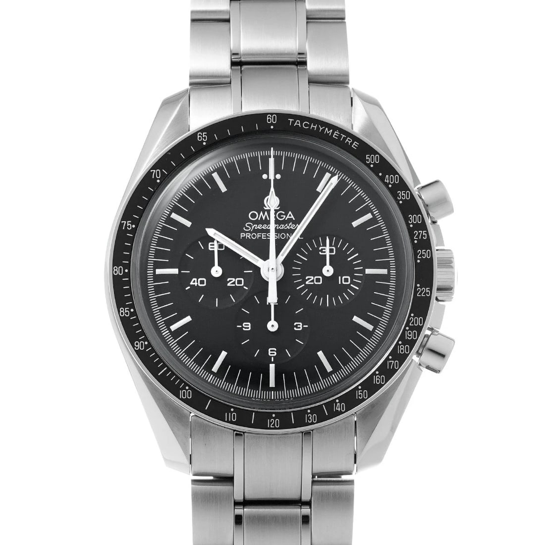 OMEGA SPEEDMASTER MOONWATCH PROFESSIONAL BLACK WATCH: OMEGA Speedmaster MoonWatch Professional black Watch Brand: OMEGA Type/Style: Wristwatch Material: Band Material Stainless steel, Case Material Stainless steel Color: Dial Color black Size: ?Case? H/A
