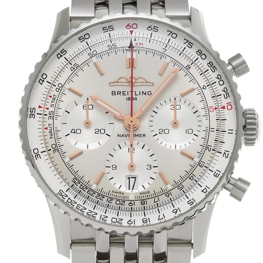BREITLING NAVITIMER CHRONOGRAPH SILVER WATCH - 3