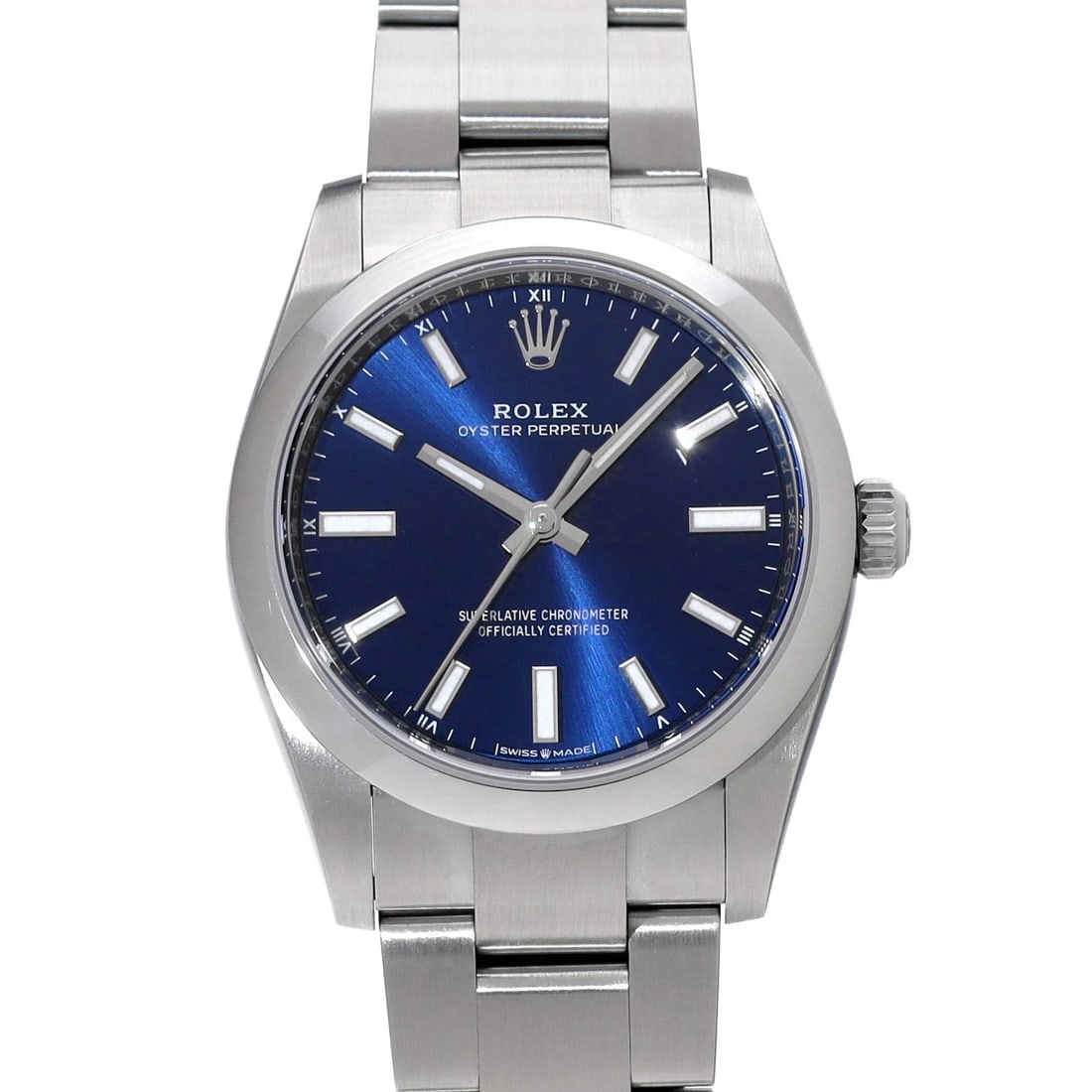 ROLEX OYSTER PERPETUAL BRIGHT BLUE WATCH: ROLEX Oyster Perpetual Bright blue Watch Brand: ROLEX Type/Style: Wristwatch Material: Band Material Stainless steel, Case Material Stainless steel Color: Dial Color Bright blue Size: ?Case? H/About 3