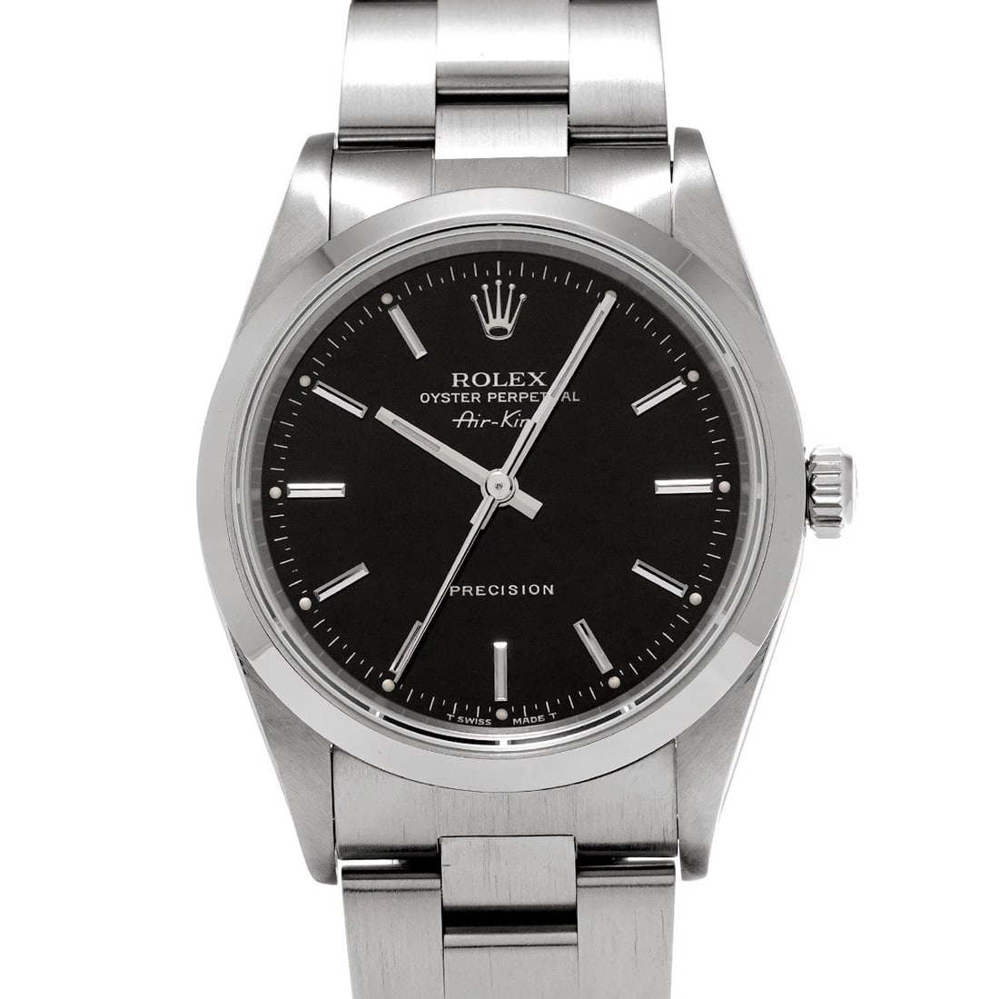 ROLEX AIR-KING BLACK WATCH: ROLEX Air-King black Watch Brand: ROLEX Type/Style: Wristwatch Material: Band Material Stainless steel, Case Material Stainless steel Color: Dial Color black Size: ?Case? H/About 34mm W/About 34mm D/A