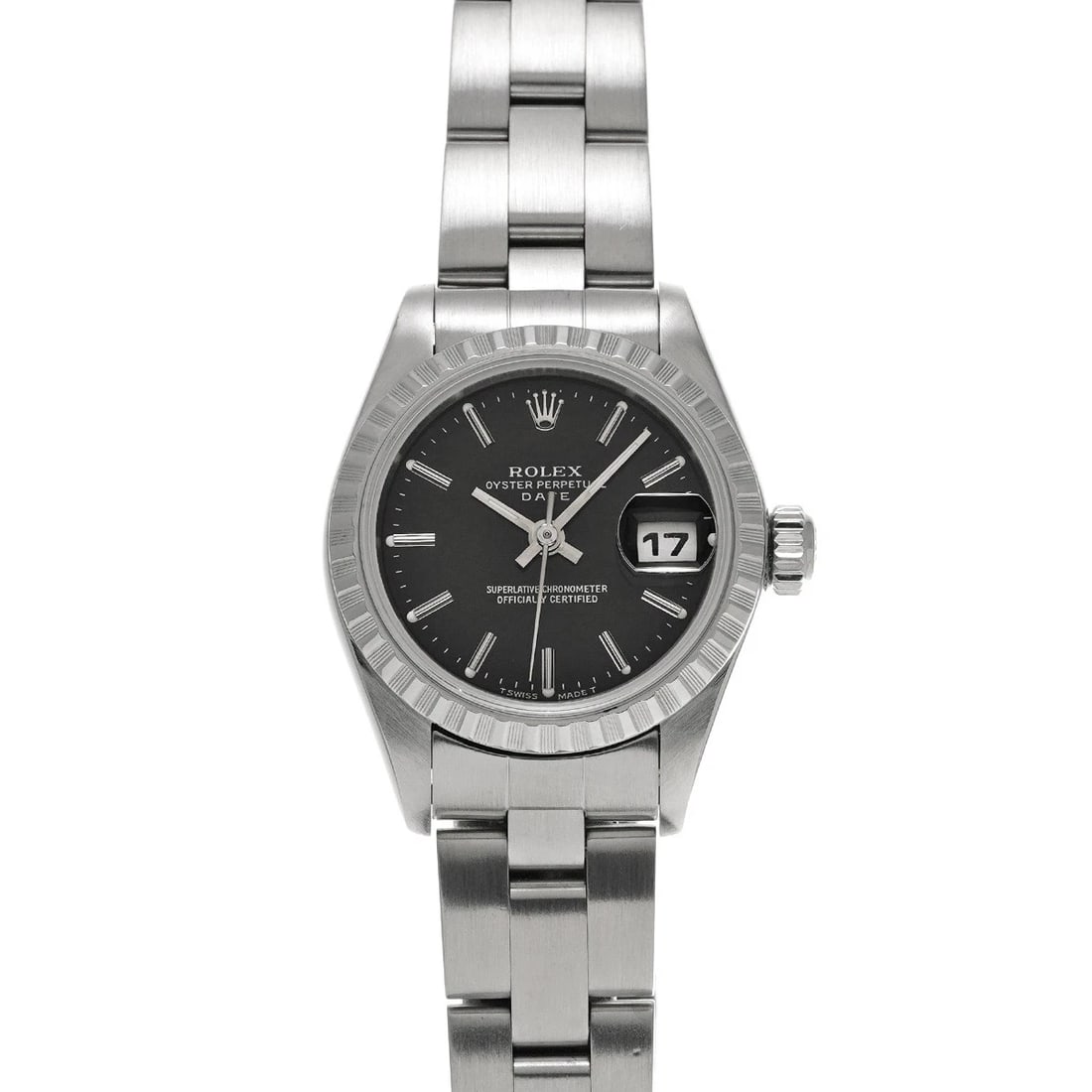 ROLEX OYSTER PERPETUAL DATE BLACK WATCH: ROLEX Oyster Perpetual Date black Watch Brand: ROLEX Type/Style: Wristwatch Material: Band Material Stainless steel, Case Material Stainless steel Color: Dial Color black Size: ?Case? H/About 26mm W/A