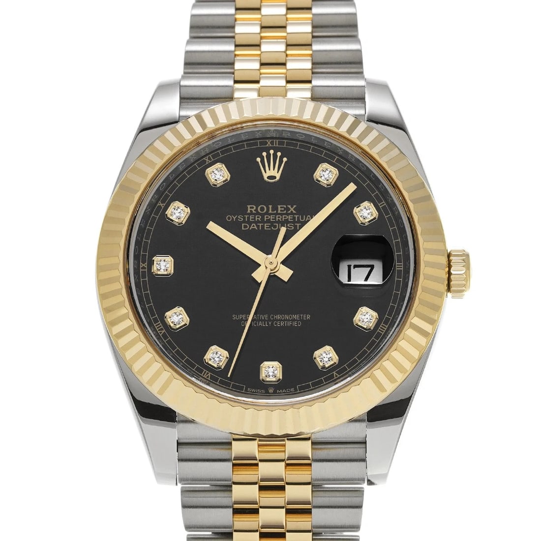 ROLEX DATEJUST BRIGHT BLACK DIAMOND WATCH: ROLEX Datejust Bright black diamond Watch Brand: ROLEX Type/Style: Wristwatch Material: Band Material Stainless steel/Yellow Gold, Case Material Stainless steel Color: Dial Color Bright black/diamond 