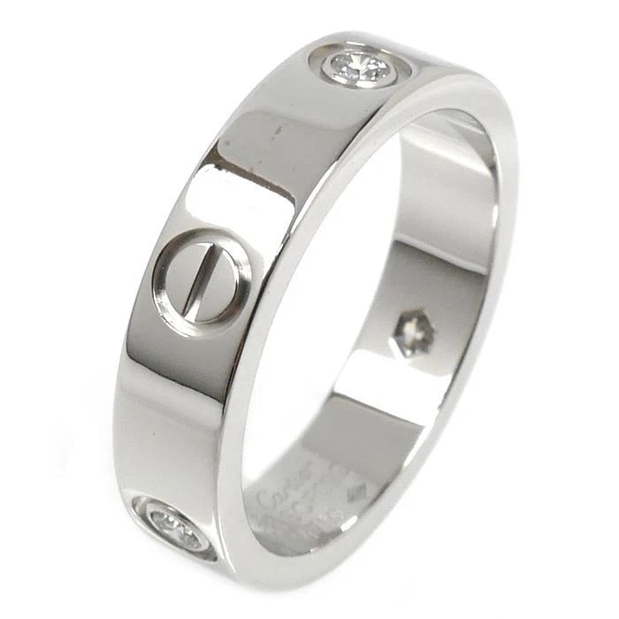 CARTIER LOVE RING HALF DIAMOND: Cartier Love Ring Half Diamond Brand: Cartier Type/Style: Ring Material: 18K White Gold Color: WG Size: US 10.5-11 Accessories: None Accessories Notice: When purchasing pre-owned goods, please refer
