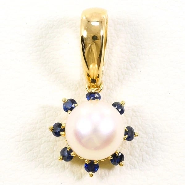 TASAKI PENDANT TOP K18/YELLOW GOLD: TASAKI Pendant top K18/Yellow Gold Brand: TASAKI Type/Style: Pendant top Material: K18/Yellow Gold, Main Stone/Creation Pearl (Diamond) Sapphire Color: yellow Gold Size: around 0.8" x 0.4"