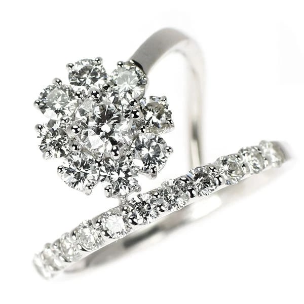 K18WG DIAMOND RING 1.50CT FLOWER: K18WG Diamond Ring 1.50ct Flower Brand: None Type/Style: Ring Material: K18WG Color: WG Size: 6.25 - 6.5US Accessories: None Accessories Notice: When purchasing pre-owned goods, please ref