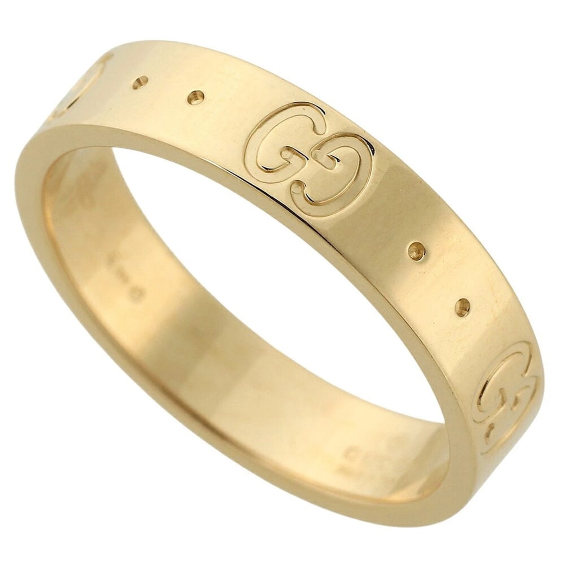GUCCI INTERLOCKING G ICON RING, 18K YELLOW GOLD: Gucci Interlocking G Icon Ring, 18K Yellow Gold Brand: Gucci Type/Style: Band Ring Material: Yellow gold (18K) Color: Yellow gold Size: US 5.5 Accessories: None Accessories Notice: When pu