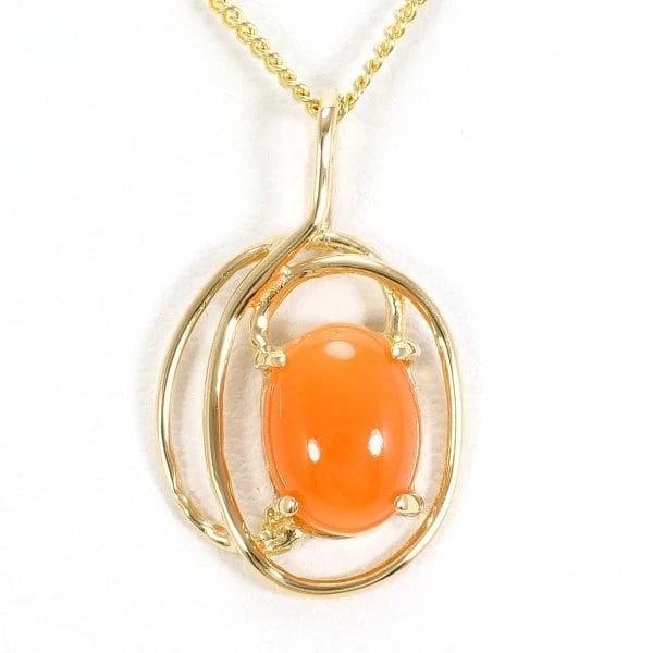 NECKLACE 14K / YELLOW GOLD: Necklace 14K / Yellow Gold Brand: No Brand Type/Style: Necklace Material: 14K / Yellow Gold, Main Stone/Creation Coral Color: Yellow Gold Size: Top: Total length around 18 x 0.4" (Top and chain are