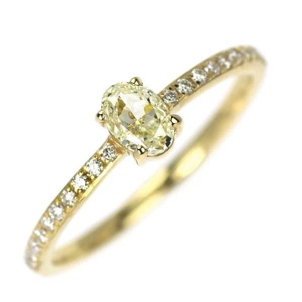 K18YG OVAL DIAMOND RING: K18YG oval diamond ring Brand: None Type/Style: Ring Material: K18YG Color: YG Size: 5.5 - 5.75US Accessories: None Accessories Notice: When purchasing pre-owned goods, please refer to the