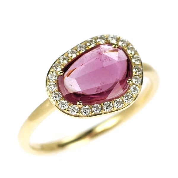 K18YG PINK SAPPHIRE DIAMOND RING: K18YG pink sapphire diamond ring Brand: None Type/Style: Ring Material: K18YG, Main Stone/Creation pink sapphire Color: YG Size: 4.75 - 5US Accessories: None Accessories Notice: When purchasing