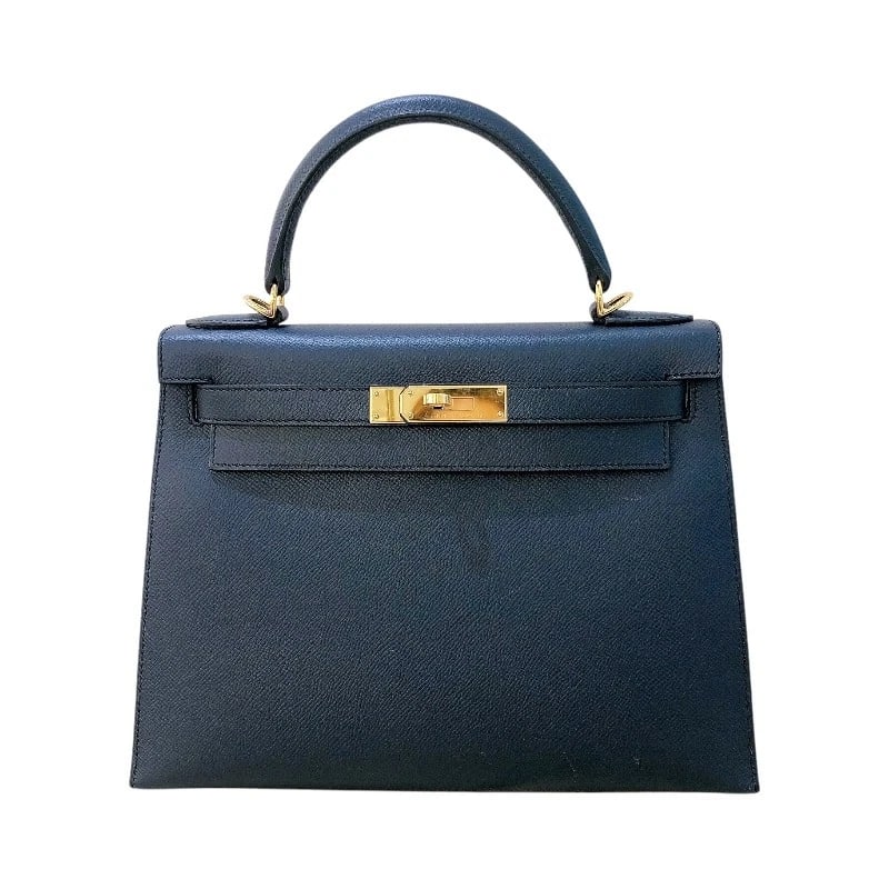 HERMES KELLY 28 OUTER SEWING HANDBAG: HERMES Kelly 28 outer sewing Handbag Brand: HERMES Type/Style: Handbag Material: Epsom Color: Blue Indigo Gold Hardware Size: W11.0 x H8.3 x D4.3inch Accessories: None Accessories Notice: When