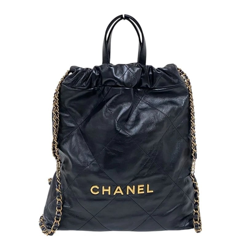 CHANEL CHANEL 22 BACKPACK DAYPACK: CHANEL Chanel 22 backpack Daypack Brand: CHANEL Type/Style: Backpack Daypack Material: shiny calf Color: Black Gold Hardware Size: W11.0 x H13.4 x D2.8inch Accessories: None Accessories Notice: When