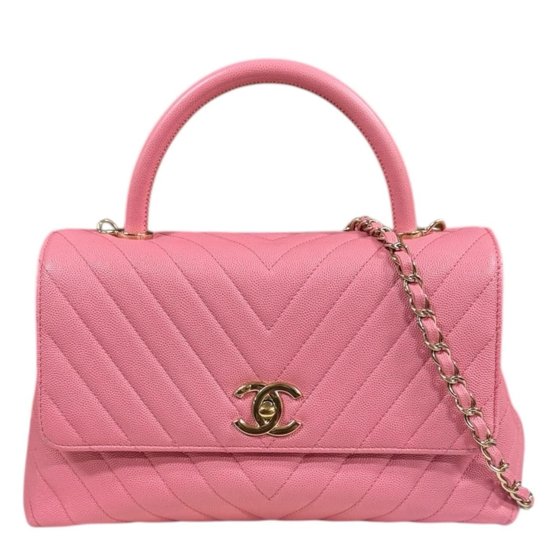 CHANEL SHOULDER BAG CAVIARSKIN 2WAY: CHANEL Shoulder Bag Caviarskin 2way Brand: CHANEL Type/Style: Shoulder Bag Material: Exterior Material Caviarskin Color: Exterior Color pink Size: W11.0 x H6.7 x D4.3inch Handle:9.4inch Accessorie