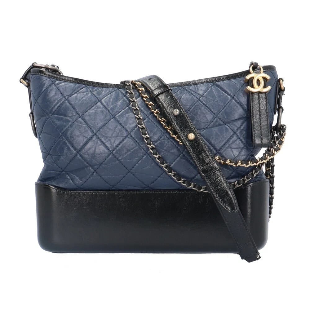 CHANEL SHOULDER BAG CALFSKIN: CHANEL Shoulder Bag Calfskin Brand: CHANEL Type/Style: Shoulder Bag Material: Exterior Material Calfskin Color: Exterior Color Navy / black Size: W11.8 x H8.7 x D3.9inch Accessories: None